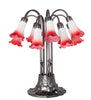 Meyda Lighting Lighting 24" High Pink/White Tiffany Pond Lily 12 Light Table Lamp