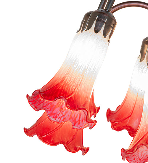 Meyda Lighting Lighting 24" High Pink/White Tiffany Pond Lily 12 Light Table Lamp