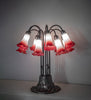 Meyda Lighting Lighting 24" High Pink/White Tiffany Pond Lily 12 Light Table Lamp