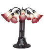 Meyda Lighting Lighting 24" High Seafoam/Cranberry Tiffany Pond Lily 10 LT Table Lamp