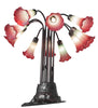 Meyda Lighting Lighting 24" High Seafoam/Cranberry Tiffany Pond Lily 10 LT Table Lamp
