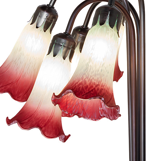 Meyda Lighting Lighting 24" High Seafoam/Cranberry Tiffany Pond Lily 12 Light Table Lamp