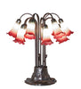 Meyda Lighting Lighting 24" High Seafoam/Cranberry Tiffany Pond Lily 12 Light Table Lamp
