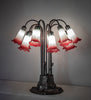 Meyda Lighting Lighting 24" High Seafoam/Cranberry Tiffany Pond Lily 12 Light Table Lamp