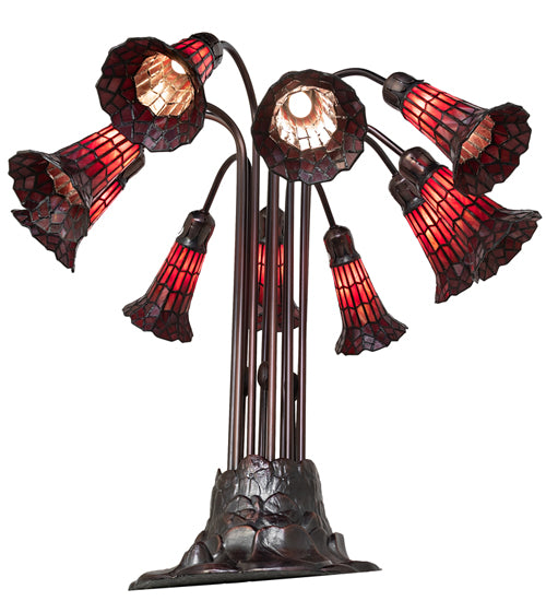 Meyda Lighting Lighting 24" High Stained Glass Pond Lily 10 Light Table Lamp