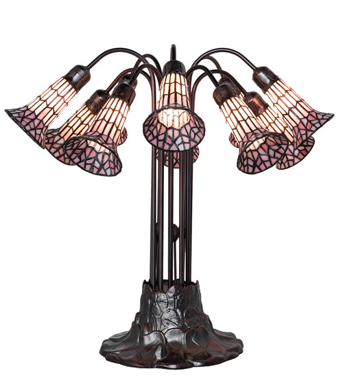 Meyda Lighting Lighting 24" High Stained Glass Pond Lily 10 Light Table Lamp