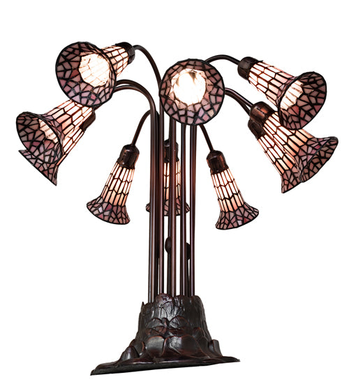 Meyda Lighting Lighting 24" High Stained Glass Pond Lily 10 Light Table Lamp