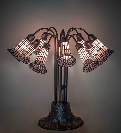 Meyda Lighting Lighting 24" High Stained Glass Pond Lily 10 Light Table Lamp