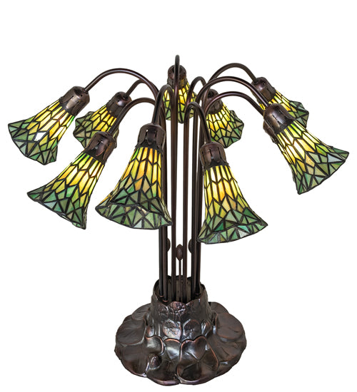 Meyda Lighting Lighting 24" High Stained Glass Pond Lily 10 Light Table Lamp