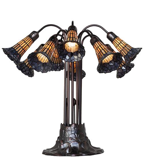 Meyda Lighting Lighting 24" High Stained Glass Pond Lily 10 Light Table Lamp
