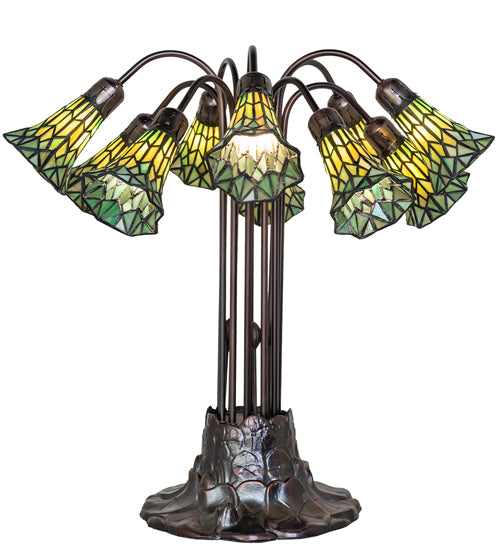Meyda Lighting Lighting 24" High Stained Glass Pond Lily 10 Light Table Lamp