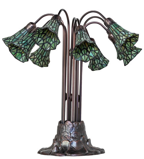 Meyda Lighting Lighting 24" High Stained Glass Pond Lily 10 Light Table Lamp