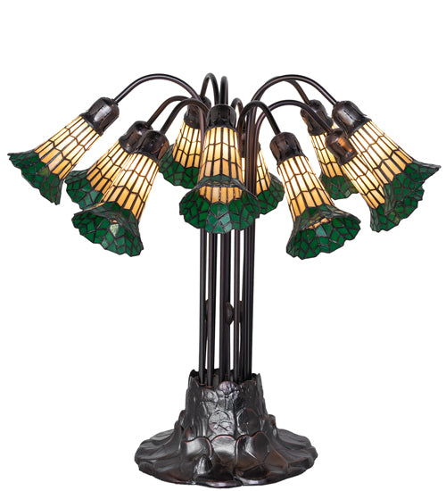 Meyda Lighting Lighting 24" High Stained Glass Pond Lily 10 Light Table Lamp