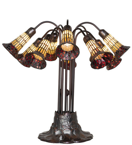 Meyda Lighting Lighting 24" High Stained Glass Pond Lily 10 Light Table Lamp