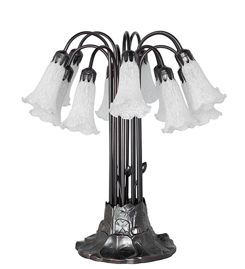Meyda Lighting Lighting 24" High White Tiffany Pond Lily 12 Light Table Lamp