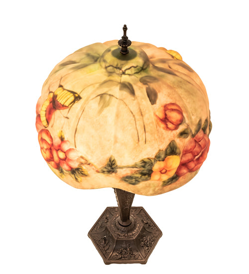 Meyda Lighting Lighting 25" High Puffy Butterfly & Flowers Table Lamp