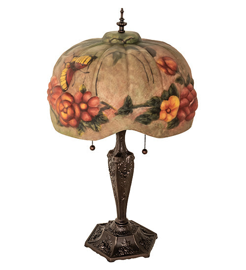 Meyda Lighting Lighting 25" High Puffy Butterfly & Flowers Table Lamp