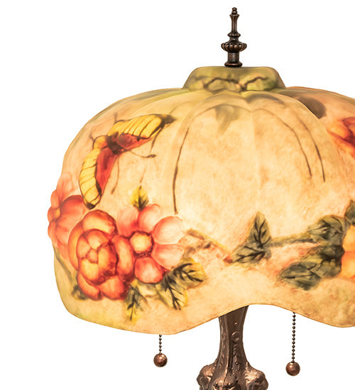 Meyda Lighting Lighting 25" High Puffy Butterfly & Flowers Table Lamp