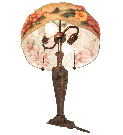 Meyda Lighting Lighting 25" High Puffy Butterfly & Flowers Table Lamp