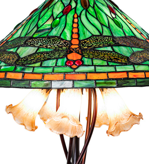 Meyda Lighting Lighting 26" High Dragonfly Tiffany Pond Lily Table Lamp