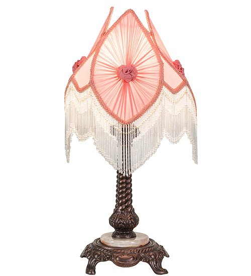 Meyda Lighting Lighting 26" High Fabric & Fringe Pink Pontiff Accent Lamp