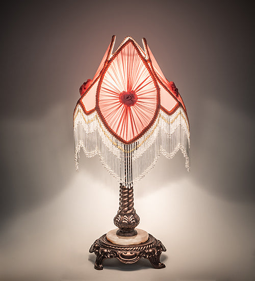 Meyda Lighting Lighting 26" High Fabric & Fringe Pink Pontiff Accent Lamp
