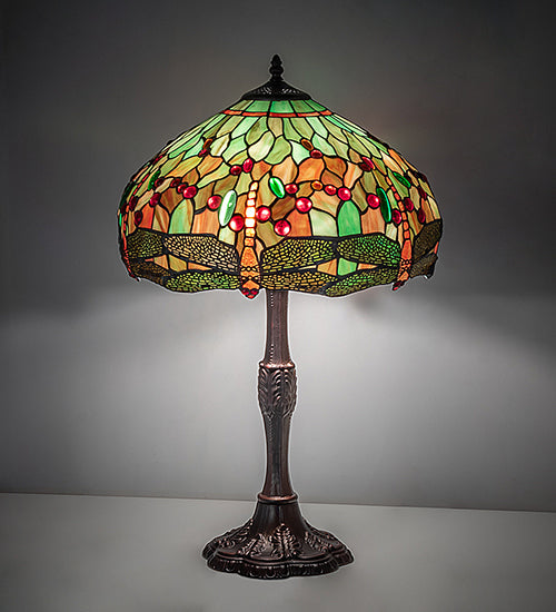 Meyda Lighting Lighting 26" High Tiffany Hanginghead Dragonfly Table Lamp