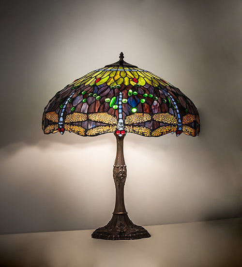 Meyda Lighting Lighting 26" High Tiffany Hanginghead Dragonfly Table Lamp