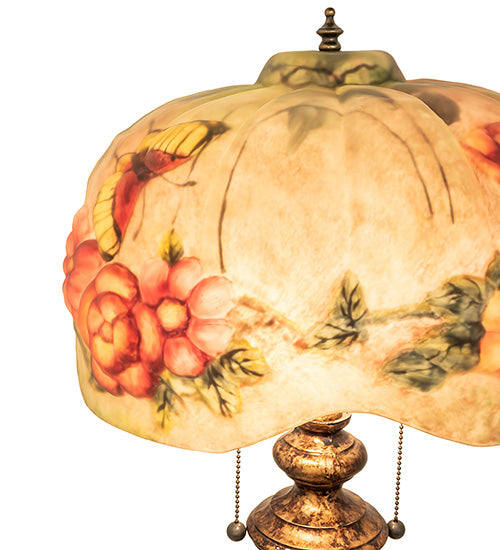 Meyda Lighting Lighting 27" High Puffy Butterfly & Flowers Table Lamp