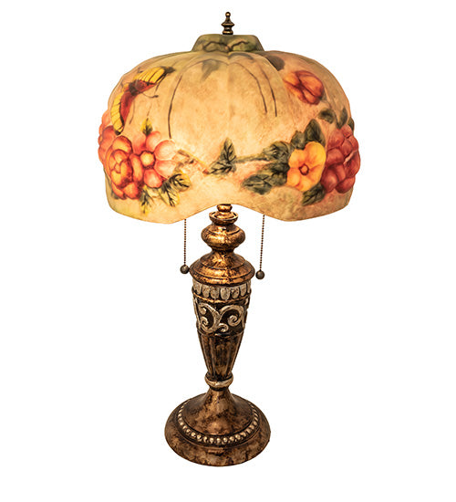 Meyda Lighting Lighting 27" High Puffy Butterfly & Flowers Table Lamp