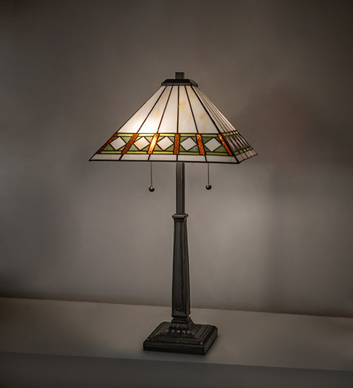 Meyda Lighting Lighting 28" High Diamond Band Mission Table Lamp