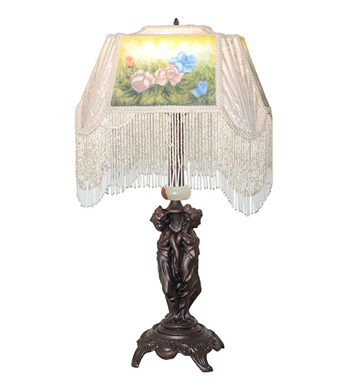 Meyda Lighting Lighting 28" High Reverse Painted Roses Table Lamp