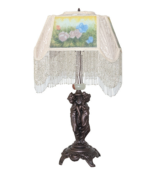 Meyda Lighting Lighting 28" High Reverse Painted Roses Table Lamp