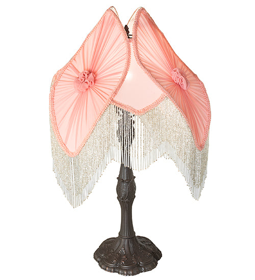 Meyda Lighting Lighting 31" High Fabric & Fringe Pink Pontiff Table Lamp