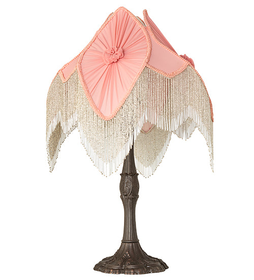 Meyda Lighting Lighting 31" High Fabric & Fringe Pink Pontiff Table Lamp