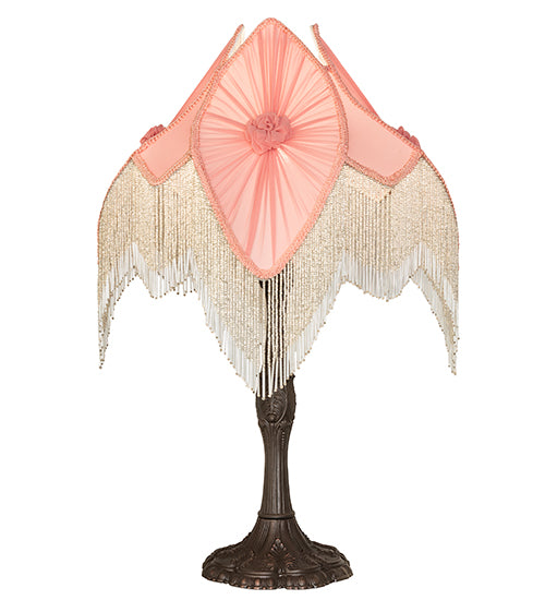 Meyda Lighting Lighting 31" High Fabric & Fringe Pink Pontiff Table Lamp