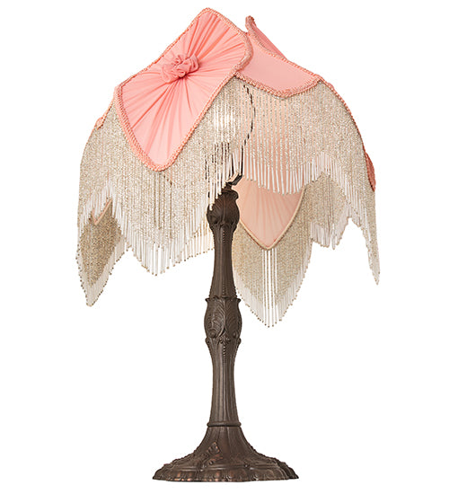 Meyda Lighting Lighting 31" High Fabric & Fringe Pink Pontiff Table Lamp