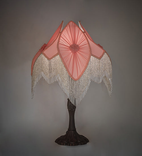 Meyda Lighting Lighting 31" High Fabric & Fringe Pink Pontiff Table Lamp