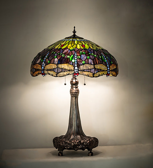 Meyda Lighting Lighting 31" High Tiffany Hanginghead Dragonfly Table Lamp