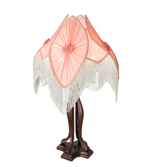 Meyda Lighting Lighting 34" High Fabric & Fringe Pink Pontiff Table Lamp