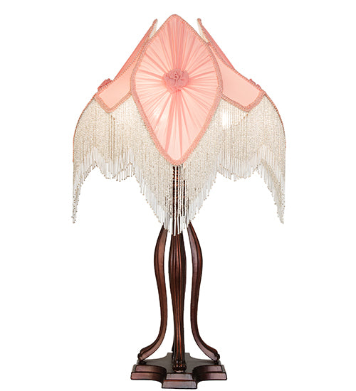 Meyda Lighting Lighting 34" High Fabric & Fringe Pink Pontiff Table Lamp