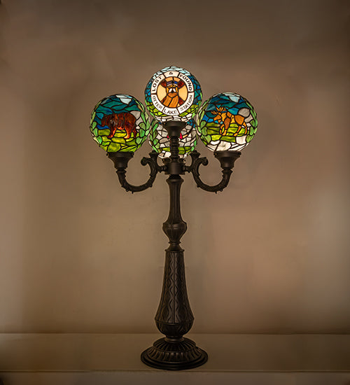 Meyda Lighting Lighting 41" High Personalized Otter Lake Station 4 Light Table Lamp