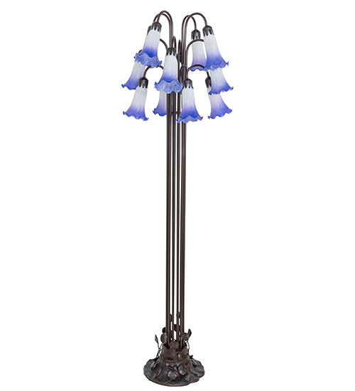 Meyda Lighting Lighting 63" High Blue/White Tiffany Pond Lily 12 Light Floor Lamp