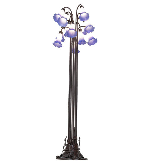 Meyda Lighting Lighting 63" High Blue/White Tiffany Pond Lily 12 Light Floor Lamp
