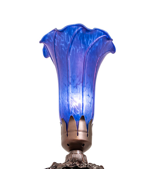 Meyda Lighting Lighting 8" High Blue Tiffany Pond Lily Victorian Accent Lamp
