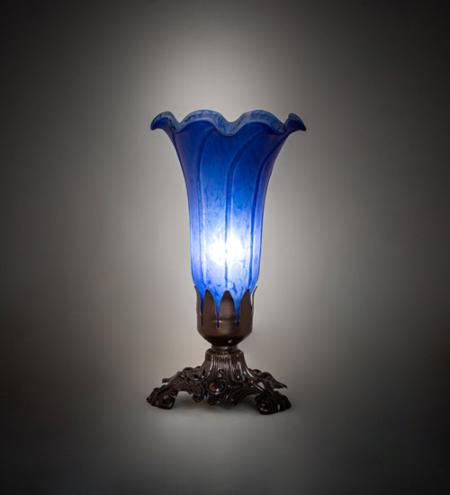 Meyda Lighting Lighting 8" High Blue Tiffany Pond Lily Victorian Accent Lamp