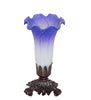 Meyda Lighting Lighting 8" High Blue/White Pond Lily Victorian Mini Lamp