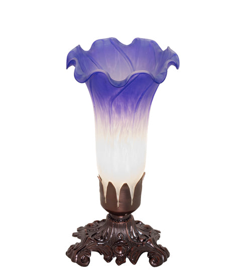 Meyda Lighting Lighting 8" High Blue/White Pond Lily Victorian Mini Lamp