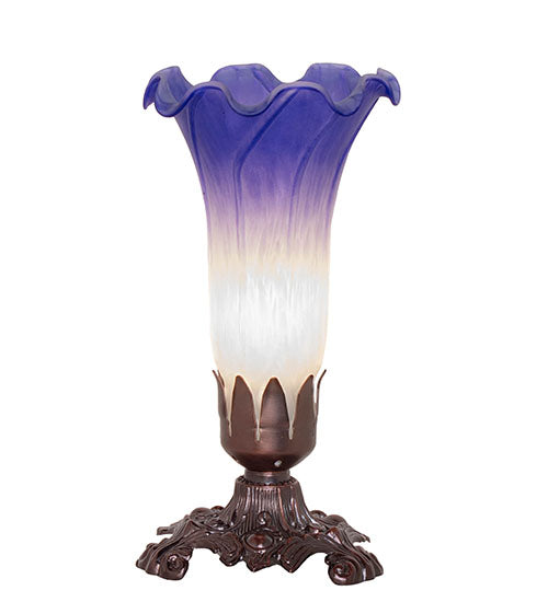 Meyda Lighting Lighting 8" High Blue/White Pond Lily Victorian Mini Lamp