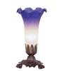 Meyda Lighting Lighting 8" High Blue/White Pond Lily Victorian Mini Lamp